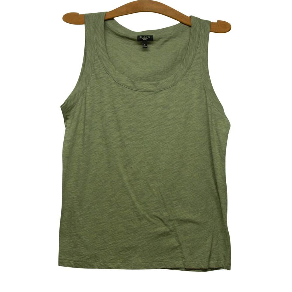 Women's Large Army Olive Green TALBOTS 100% Cotton Summer Sleeveless Tank Top